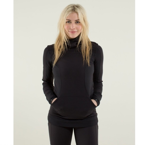 LULULEMON ATHLETICA Black Base Runner Hoodie Long Warm - Picture 1 of 10